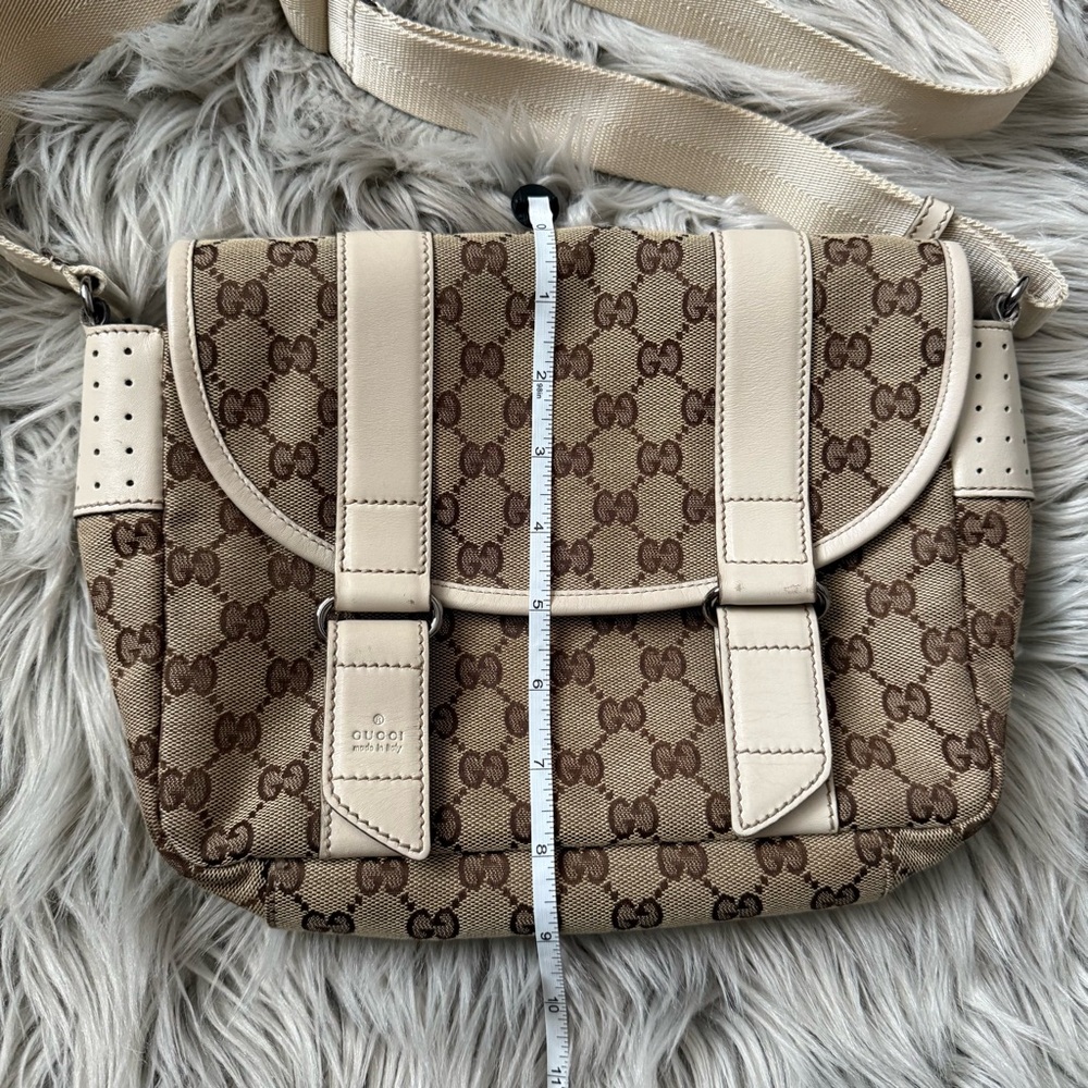 GUCCI Monogram Double Buckle Flap Messenger Bag - Picture 15 of 16